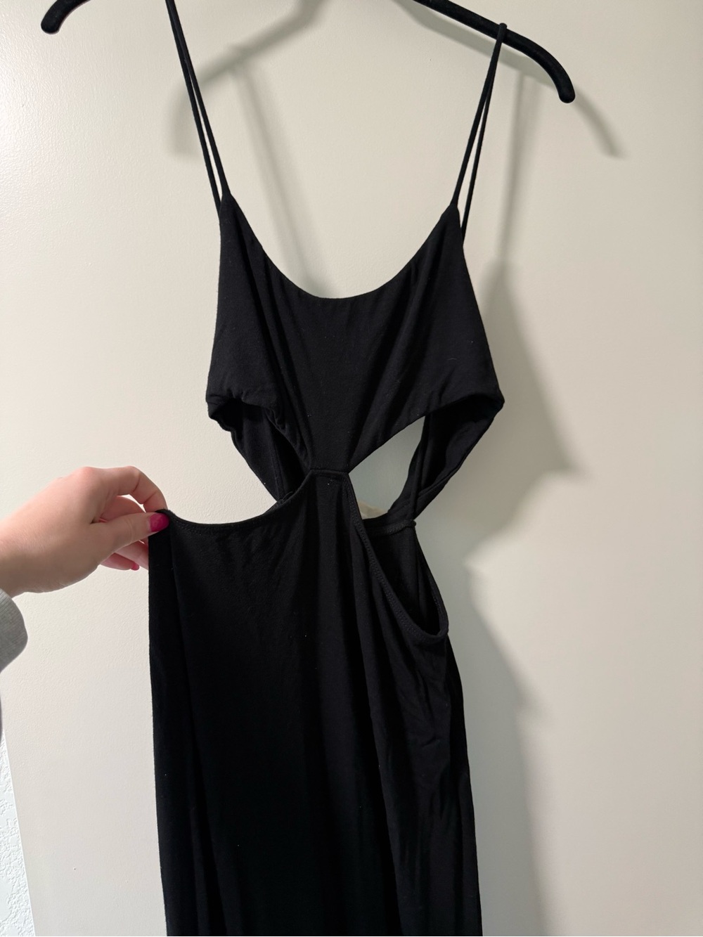 Free People Beach Black Cutout Spaghetti-Strap Midi Dress